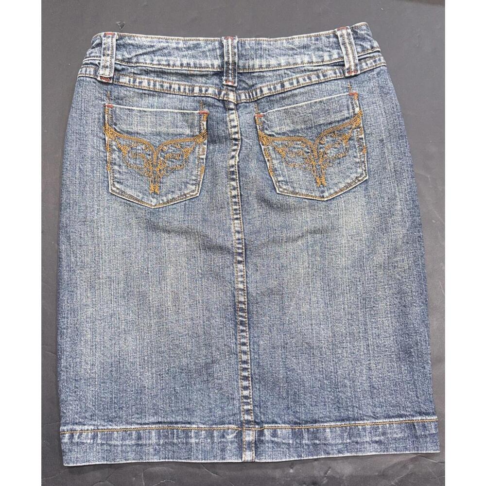 Vintage Y2K Nobo No Boundaries Denim Cowgirl Equestrian Embroidered Mini Skirt 5 - Picture 2 of 15
